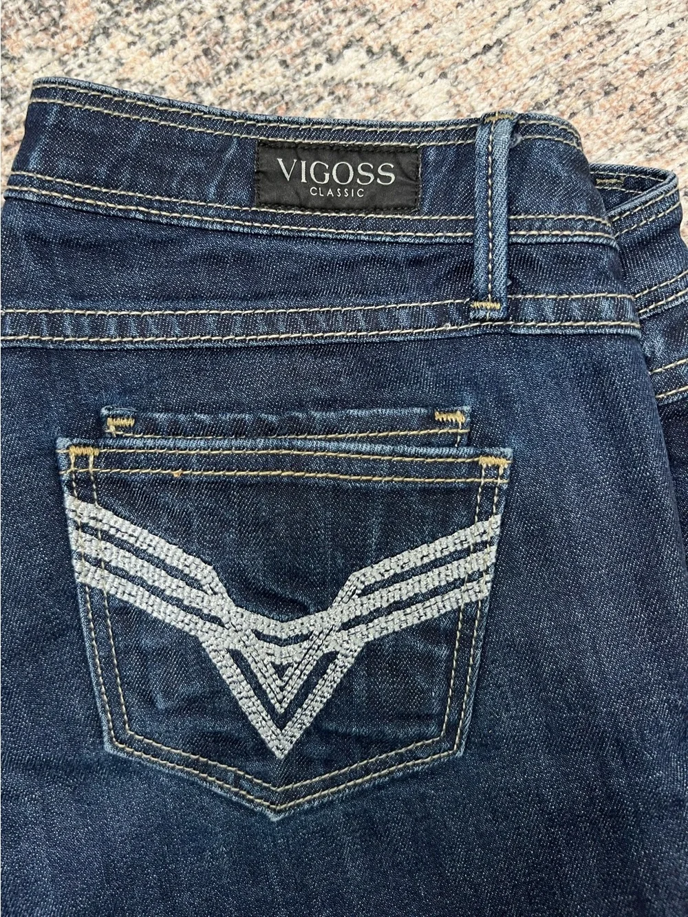 VIGOSS Classic Capri Jeans Womens 7 Dark Wash Embroidered Pockets